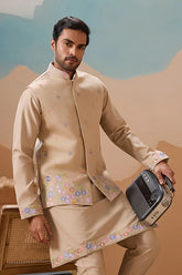 Beige Kurta Koti for Men